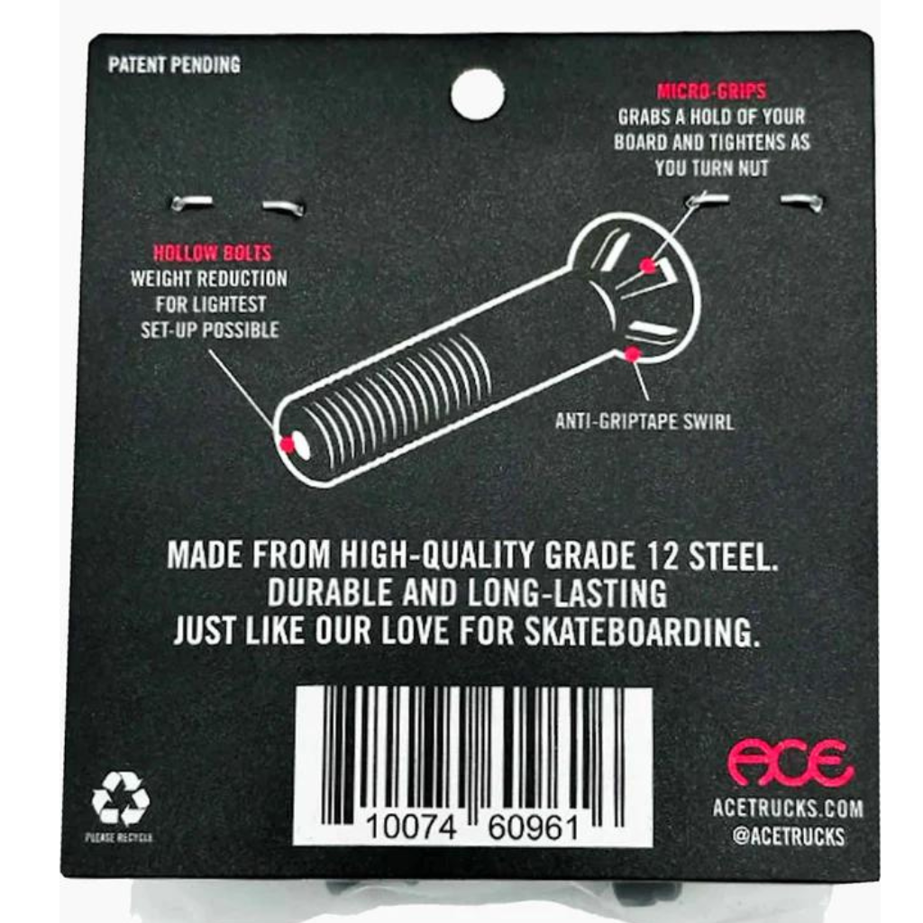 Allen 1 1/4" AF1 Hollow Bolts with Grippers ACE Trucks