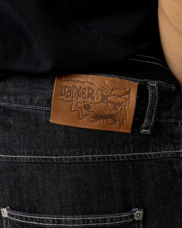 Jacker - Logo Denim Baggy Shorts - Black