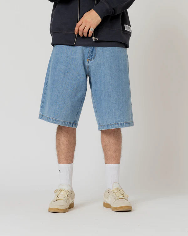 Jacker - Logo Denim Baggy Shorts - Blue