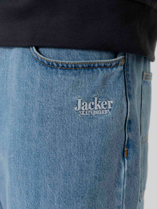 Jacker - Logo Denim Baggy Shorts - Blue