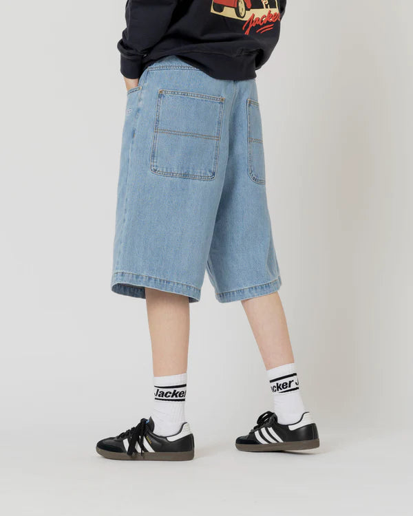 Jacker - Logo Denim Baggy Shorts - Blue
