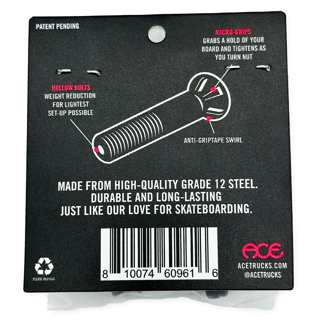 ACE - Hollow Hardware w/ Grippers Bolts (Allen 7/8") ACE Trucks