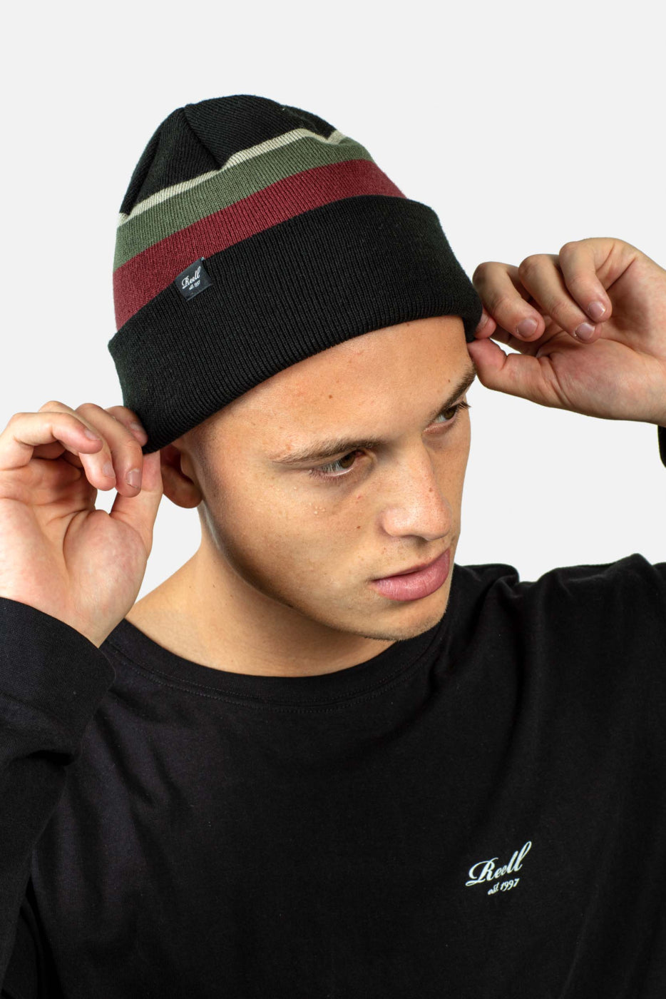 Striped Beanie Dark Grey Cuff - Reell
