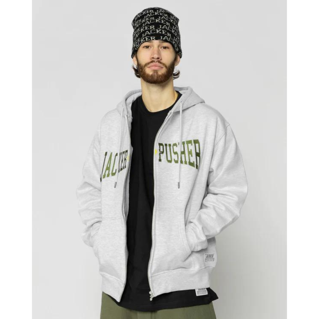 JACKER X PUSHER - HOODIE - HEATHER GREY Jacker