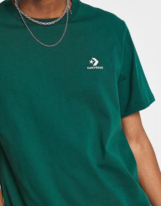 Camiseta verde oscuro unisex con logo de estrella y chevrón de Converse