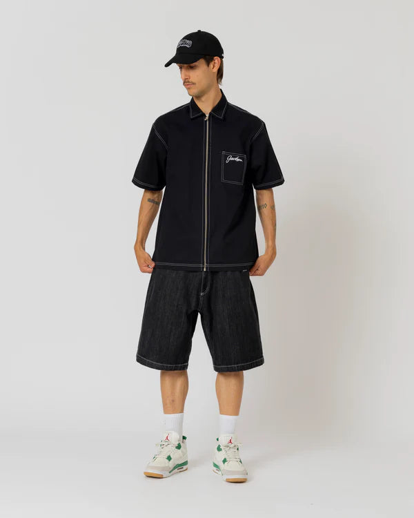 Jacker - Logo Denim Baggy Shorts - Black