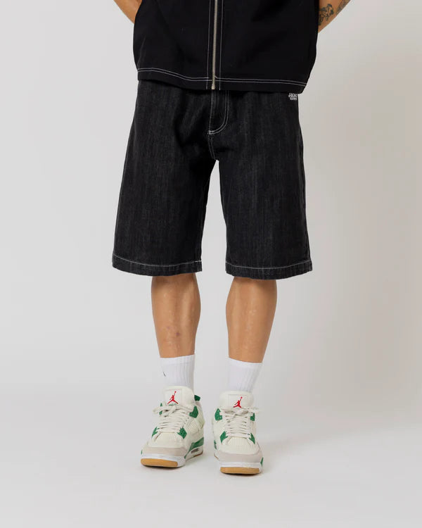 Jacker - Logo Denim Baggy Shorts - Black