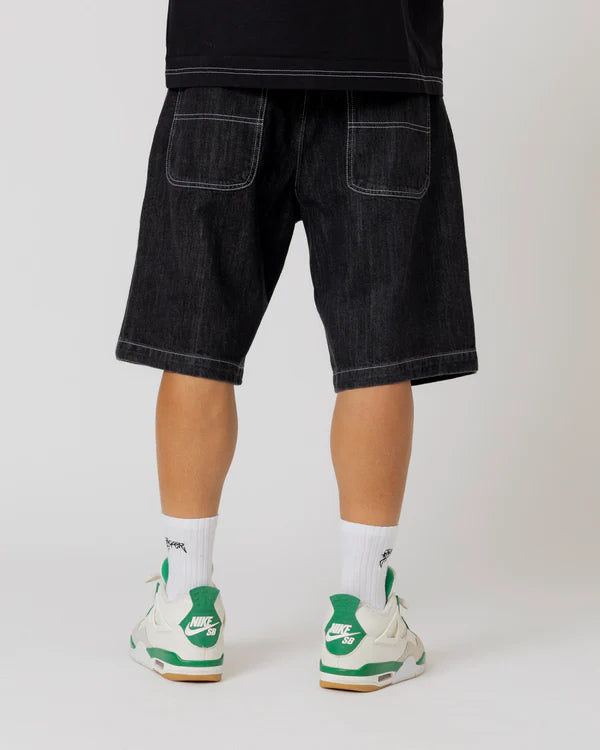 Jacker - Logo Denim Baggy Shorts - Black