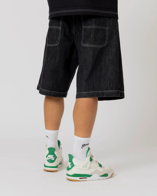 Jacker - Logo Denim Baggy Shorts - Black