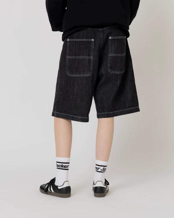 Jacker - Logo Denim Baggy Shorts - Black