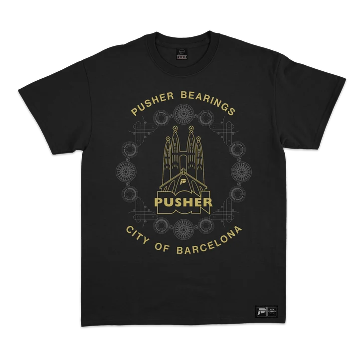 PUSHER Camiseta Sagrada Negra Jaspeado
